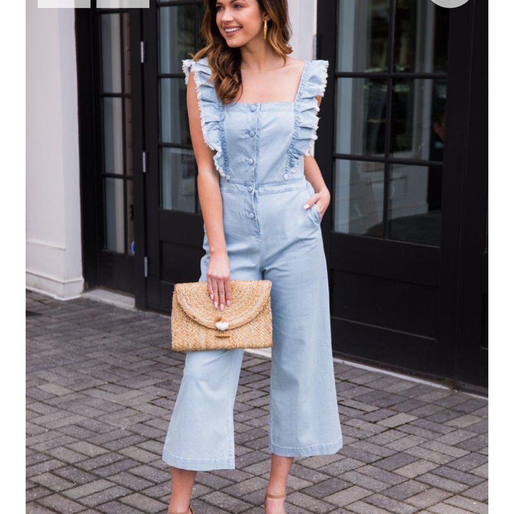 Jack by BB Dakota Ruffle Denim Jumpsuit